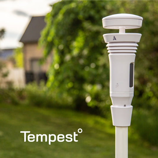 Tempest personal weather station installed outdoors.